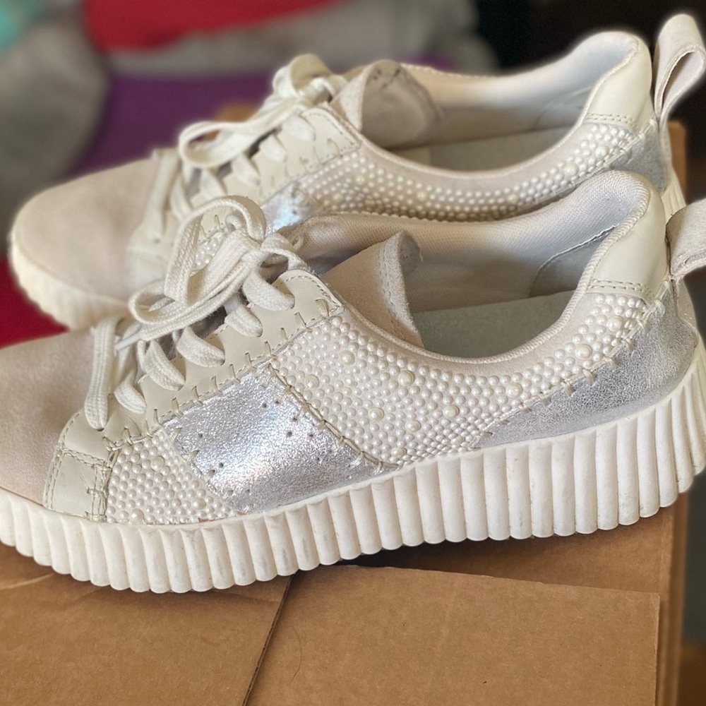 Dolce Vita Beige Knit Sneakers